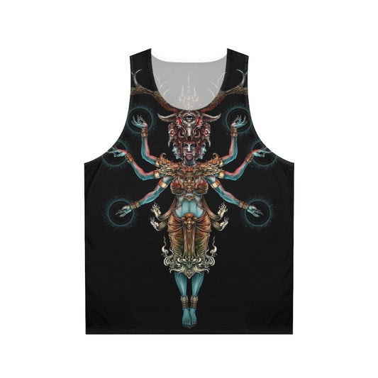 Unisex tank top with mystical yak art design