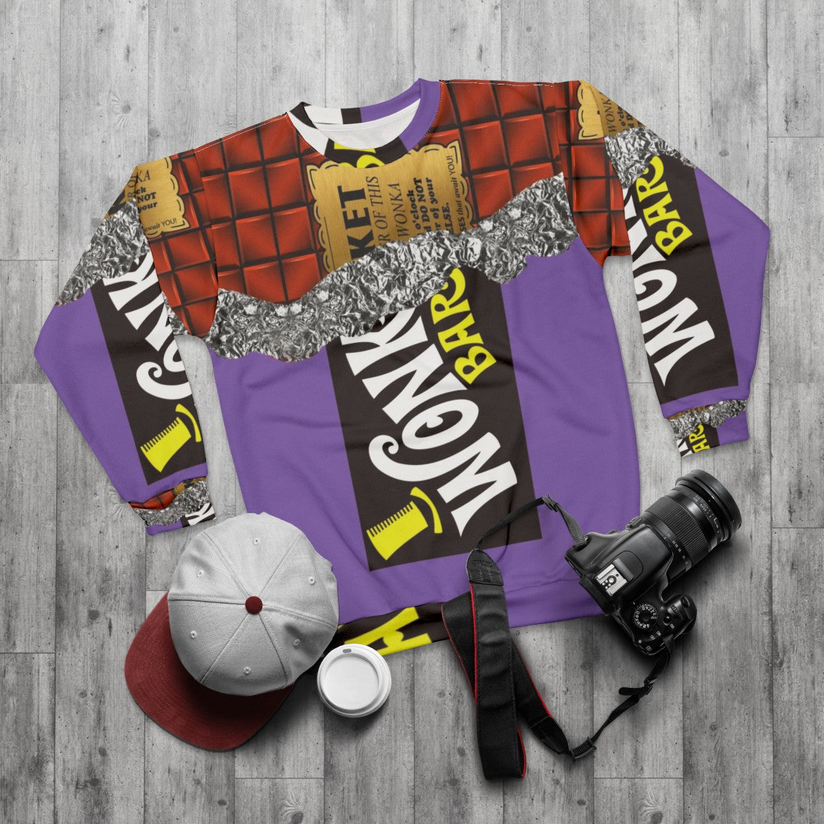 Wonka's Golden Ticket Chocolate Factory Sweatshirt - flat lay