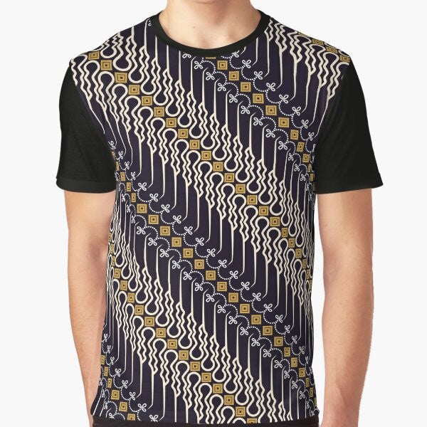 Batik parang pattern graphic t-shirt, javanese textile design