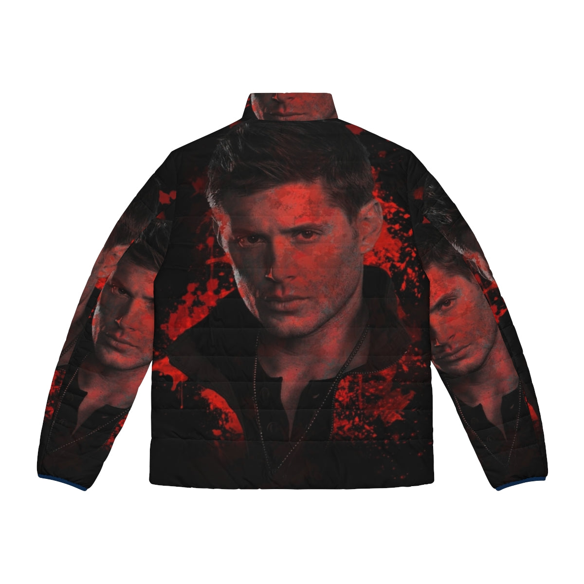 Supernatural Dean Winchester Puffer Jacket with Splatter Design - Back