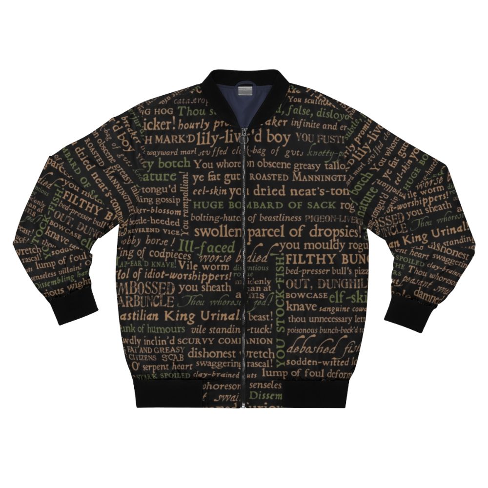 Shakespeare Insults Bomber Jacket featuring clever quotes and literary design