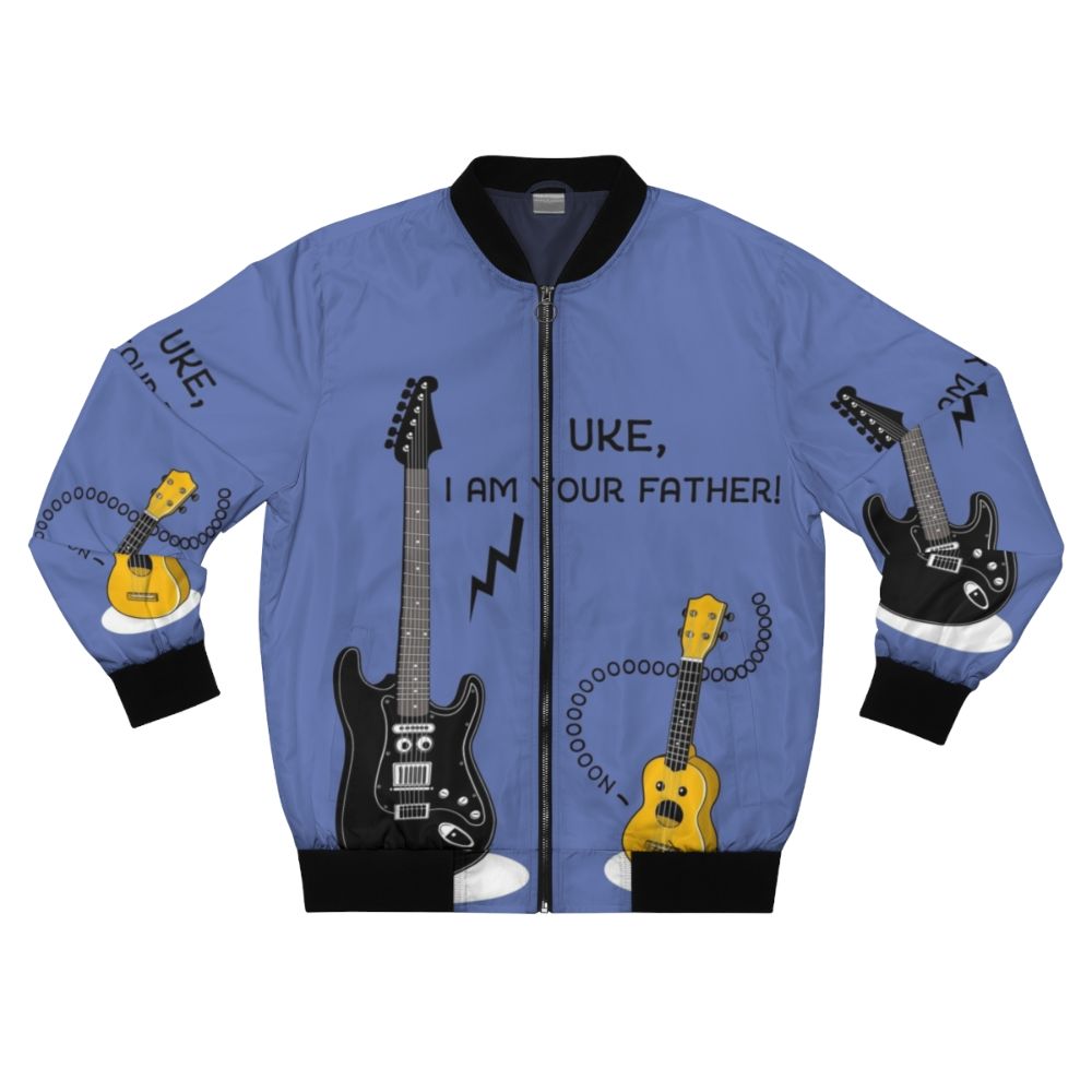 Ukulele bomber jacket with "Uke, I Am Your Father!" parody design