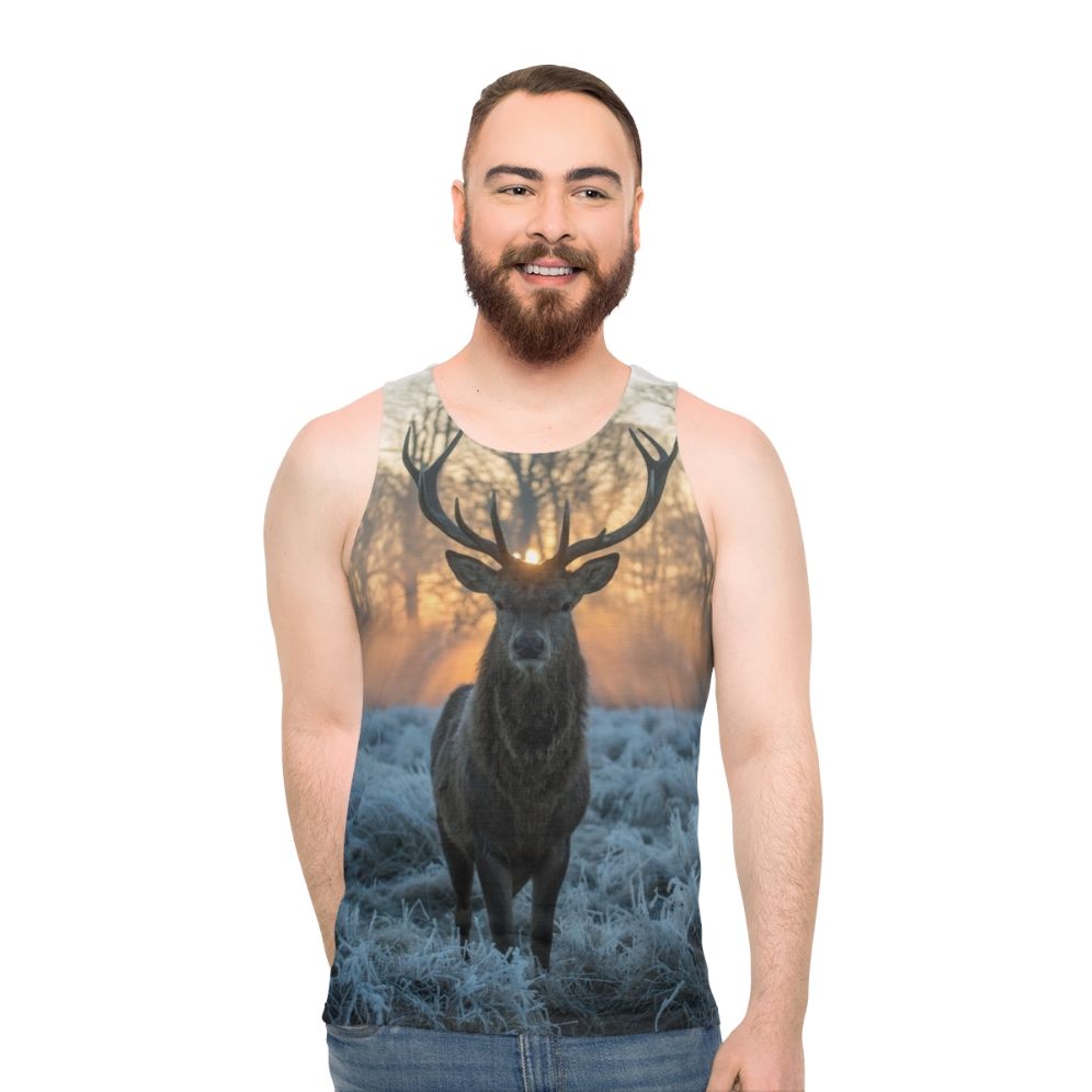 Mystic Highland Unisex Tank Top with Mythic Stag Design - men