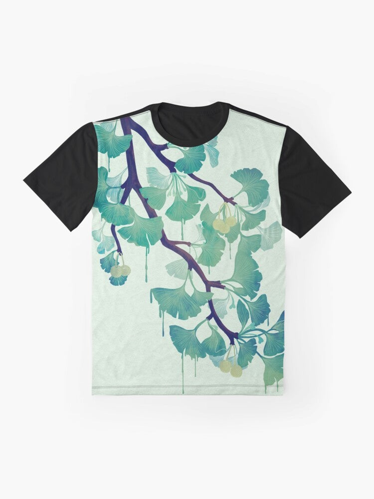 Ginkgo leaf graphic t-shirt in green - Flat lay