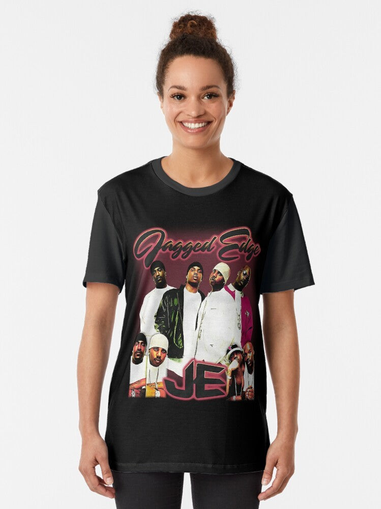 Vintage-style graphic t-shirt featuring a 90s R&B inspired design - Women