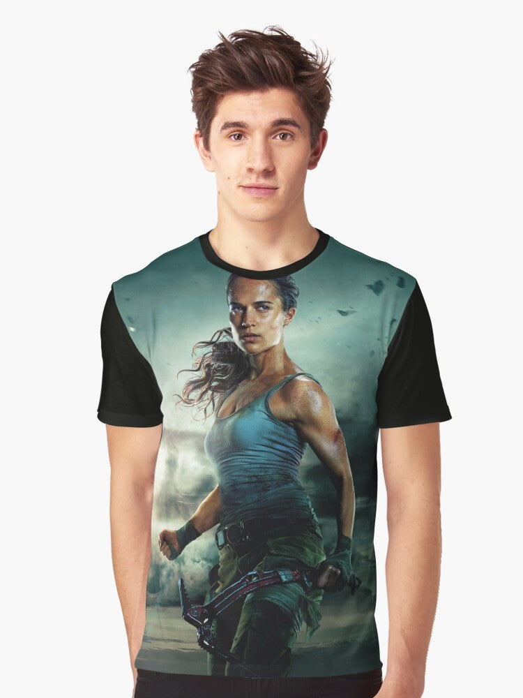 Alicia Vikander as Lara Croft in Tomb Raider movie graphic t-shirt - Men