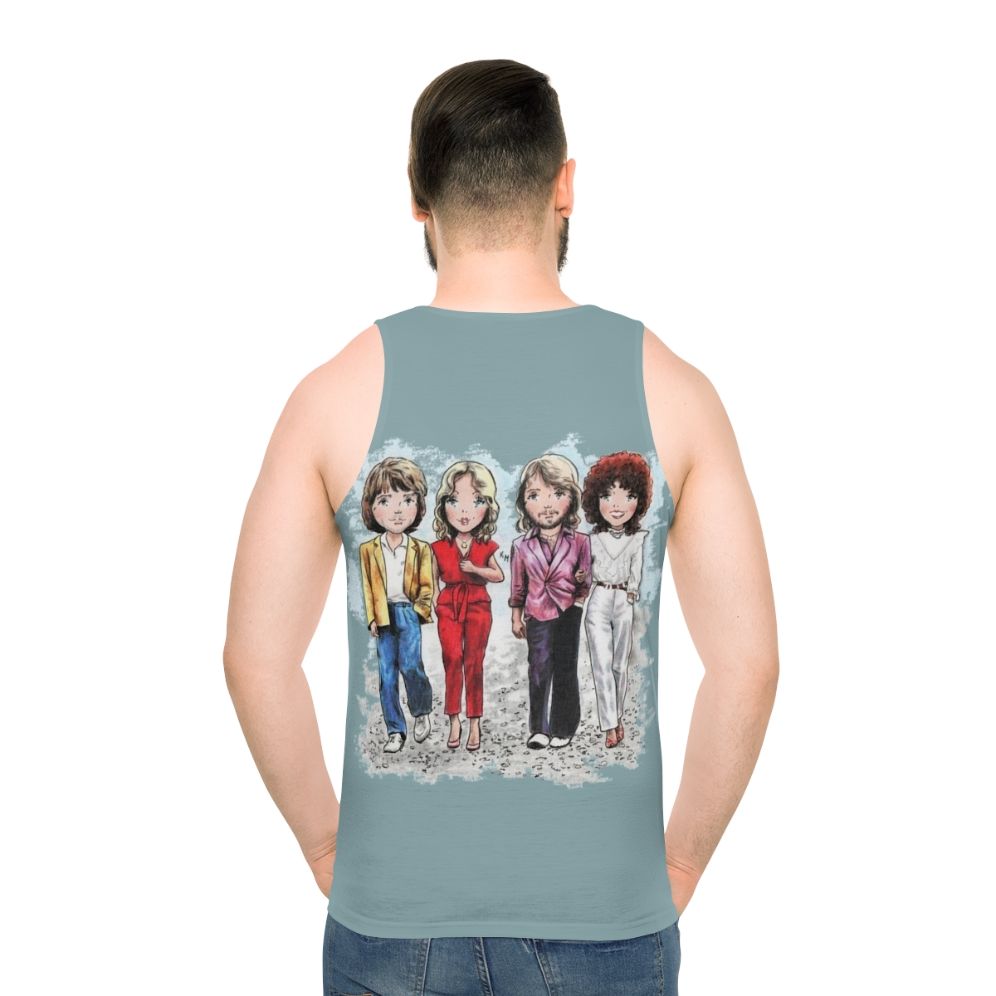 A winner unisex tank top with a music inspired vintage cartoon style design - men back