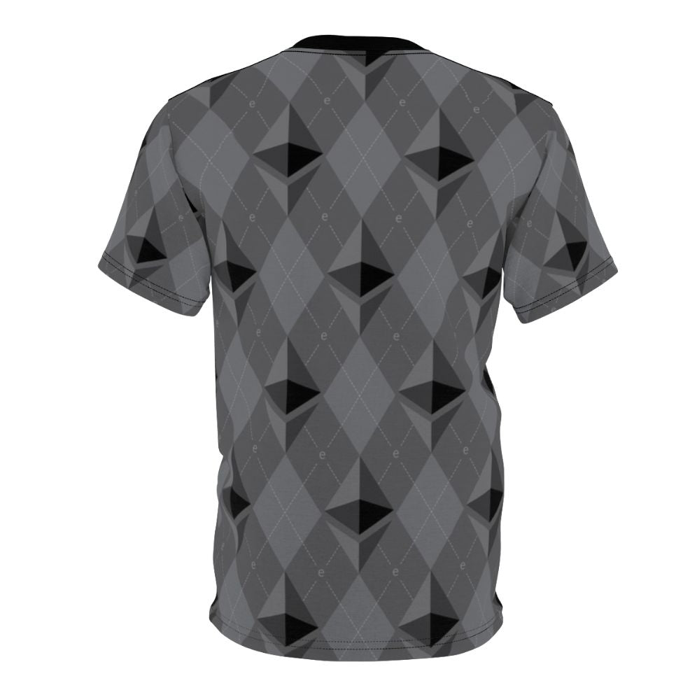 Ethereum-inspired crypto pattern design on a t-shirt for blockchain and digital currency enthusiasts - Back