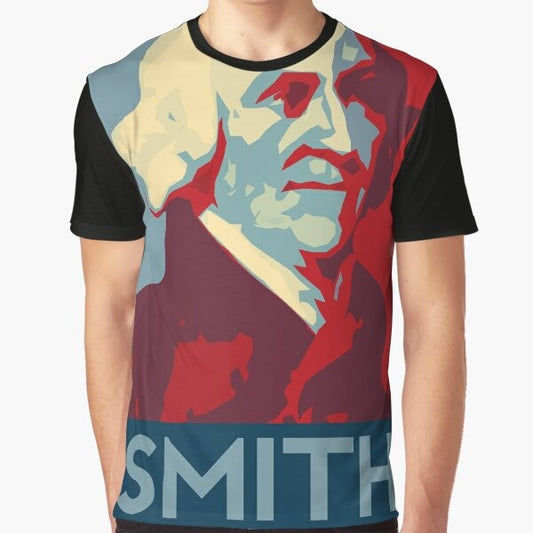 Adam Smith Hope Poster Graphic T-Shirt showcasing the iconic figure of the father of modern capitalism