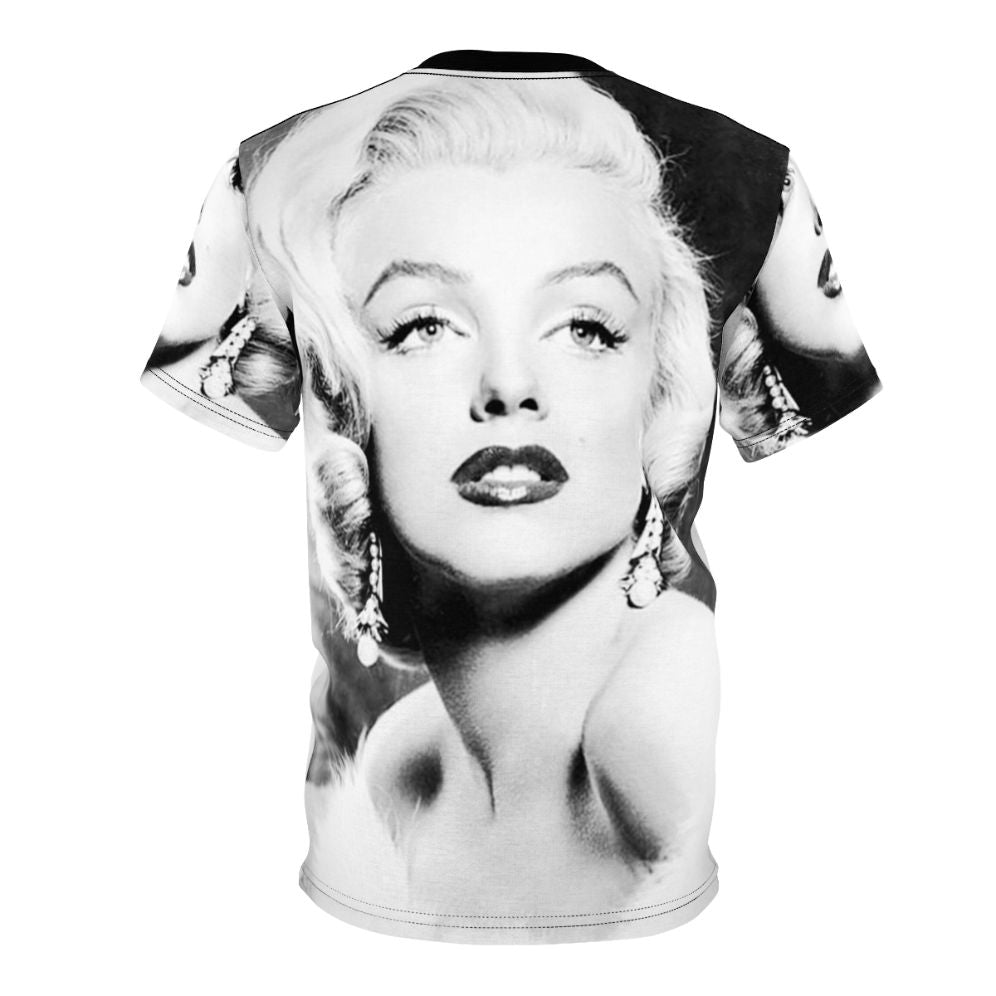 Vintage black and white portrait of iconic Hollywood actress Marilyn Monroe on a t-shirt. - Back