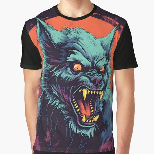 Frightening werewolf graphic on a t-shirt for Halloween