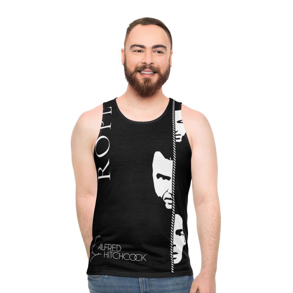 Vintage style unisex tank top featuring Alfred Hitchcock's Rope movie - men