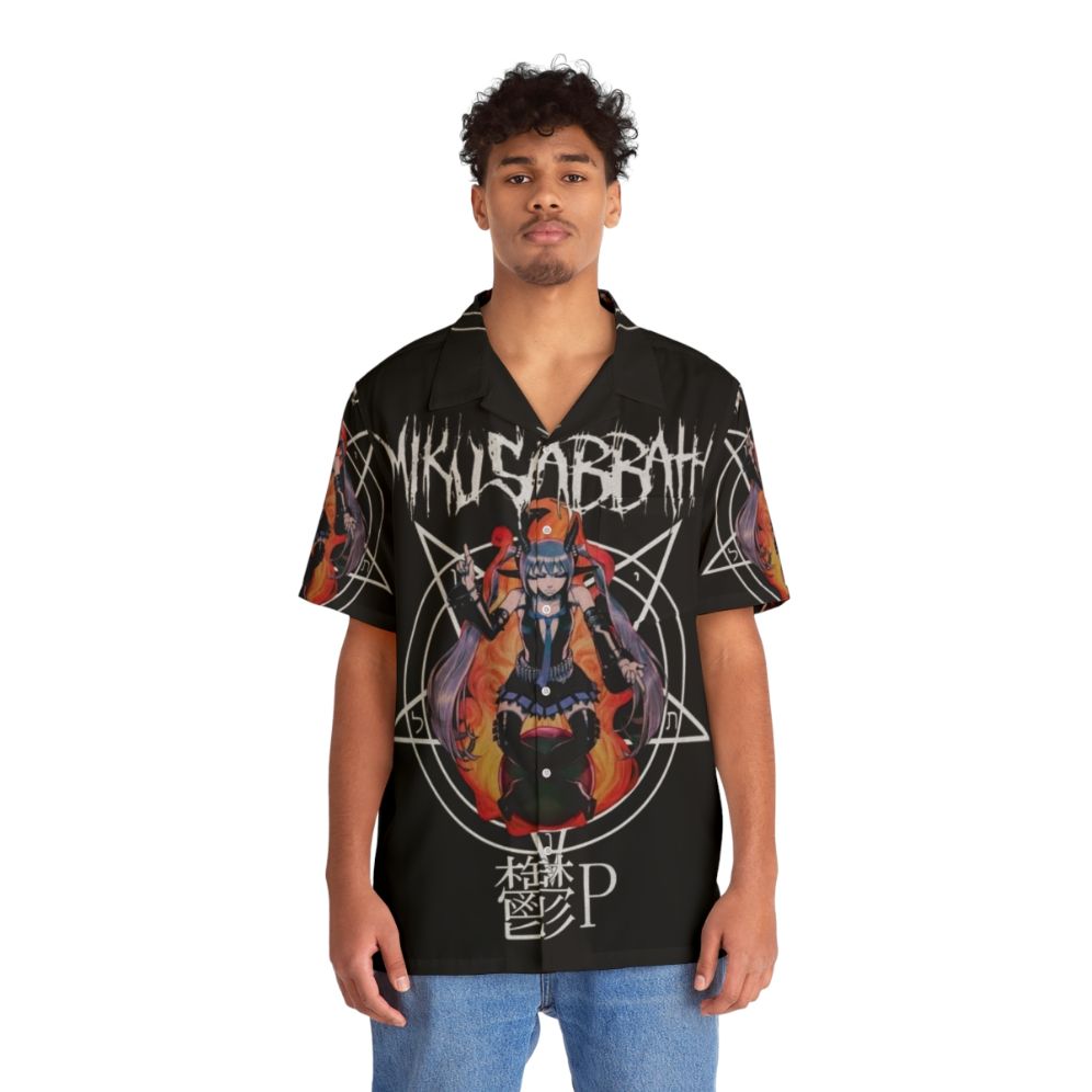 Miku Sabbath Hawaiian Shirt with Metal Music and Occult Symbols - People Front