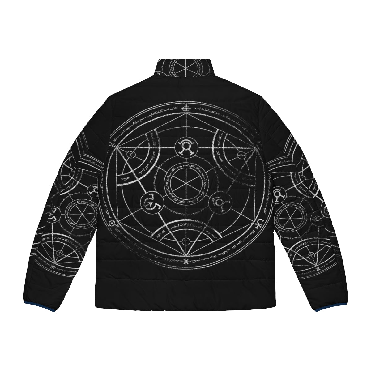 Fullmetal Alchemist inspired puffer jacket with hand-drawn human transmutation circle - Back