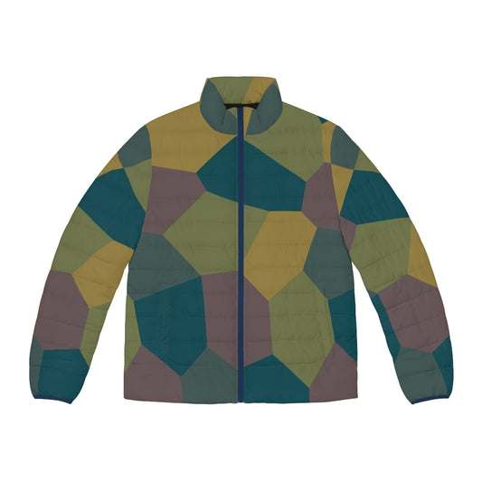 Altitude Abstractions Lozenge Puffer Jacket in camouflage and monochrome colors