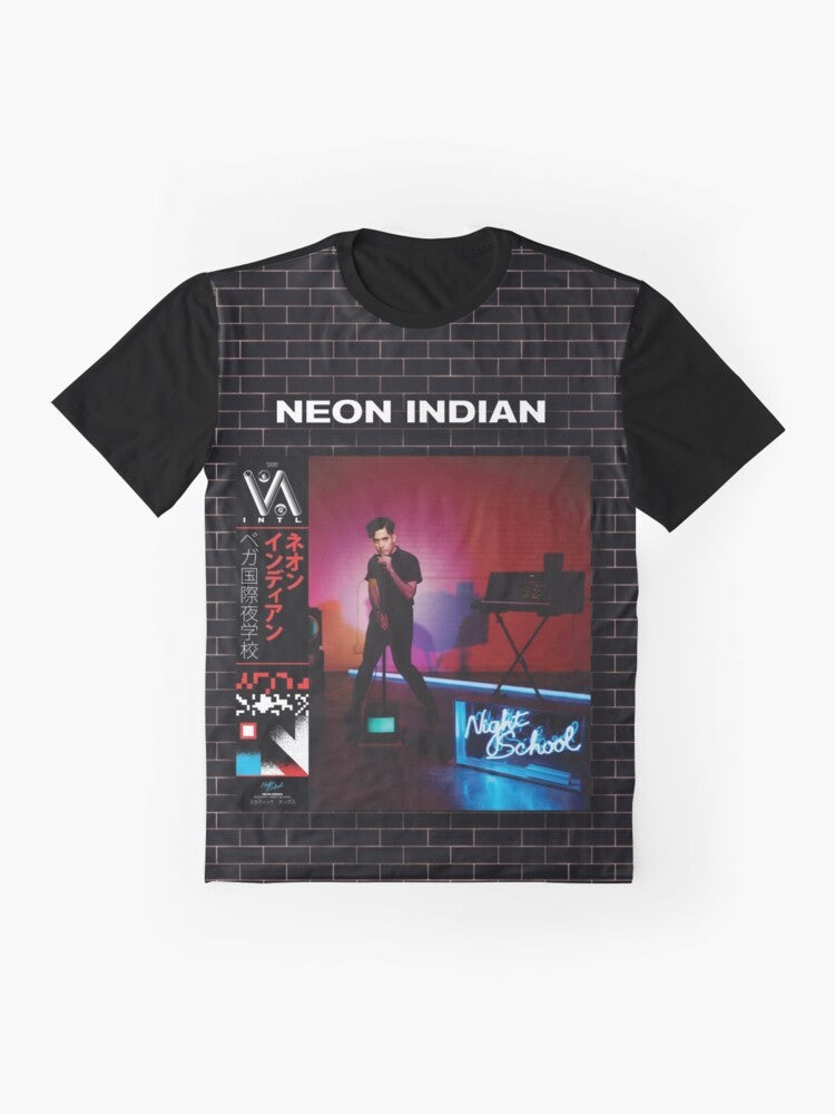 Neon Indian electronic music indie bands graphic t-shirt design - Flat lay