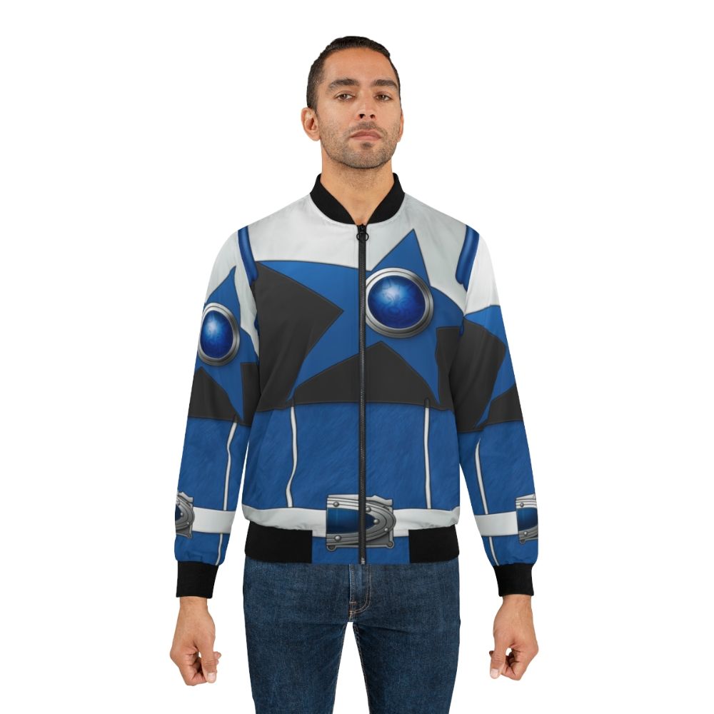 Blue bomber jacket with Ookamiblue design for Kyuranger fans - Lifestyle