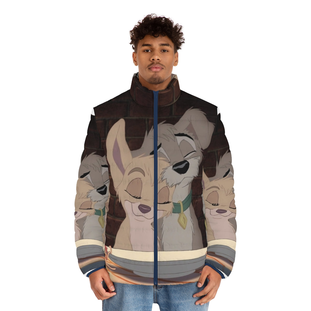 Hazbin Hotel Angel Dust Puffer Jacket with Anime-Inspired Design - men front