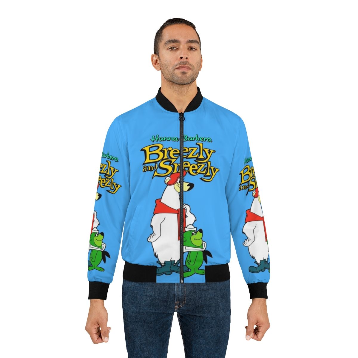 Breezly and Sneezly cartoon characters on a bomber jacket - Lifestyle