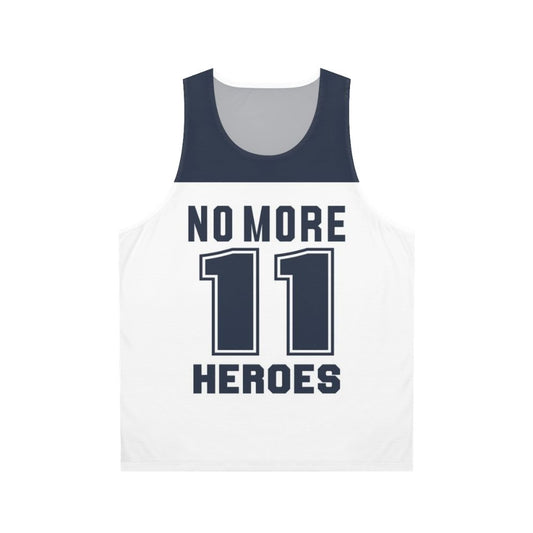 Unisex dark blue tank top with 'No More Heroes' design