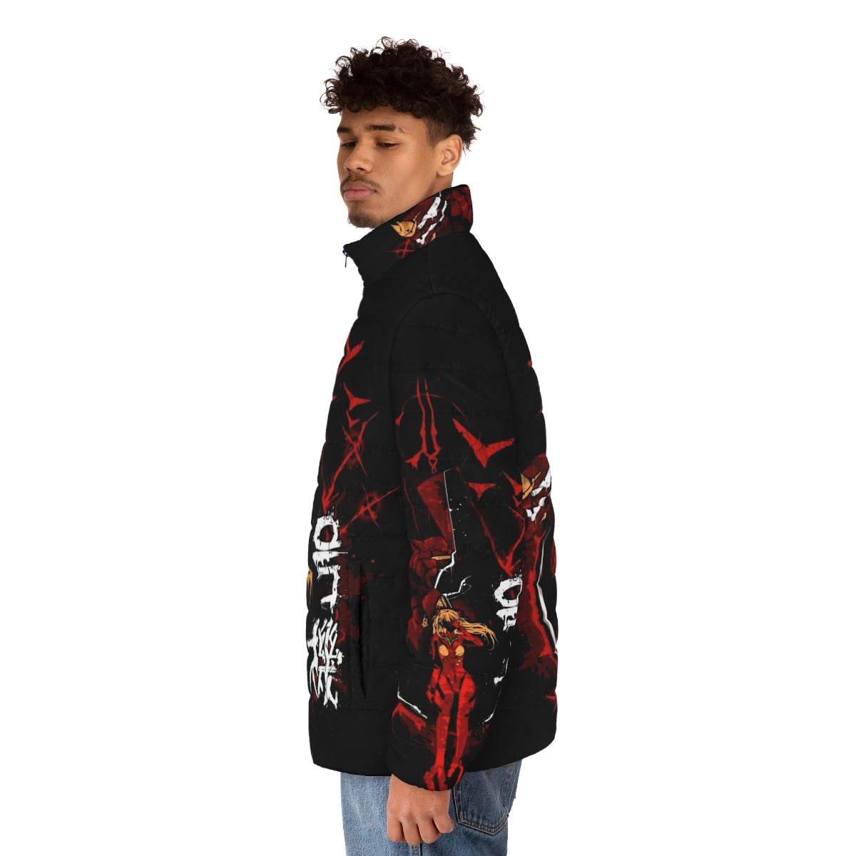 Evangelion Puffer Jacket with Mecha and Character Designs - men side left