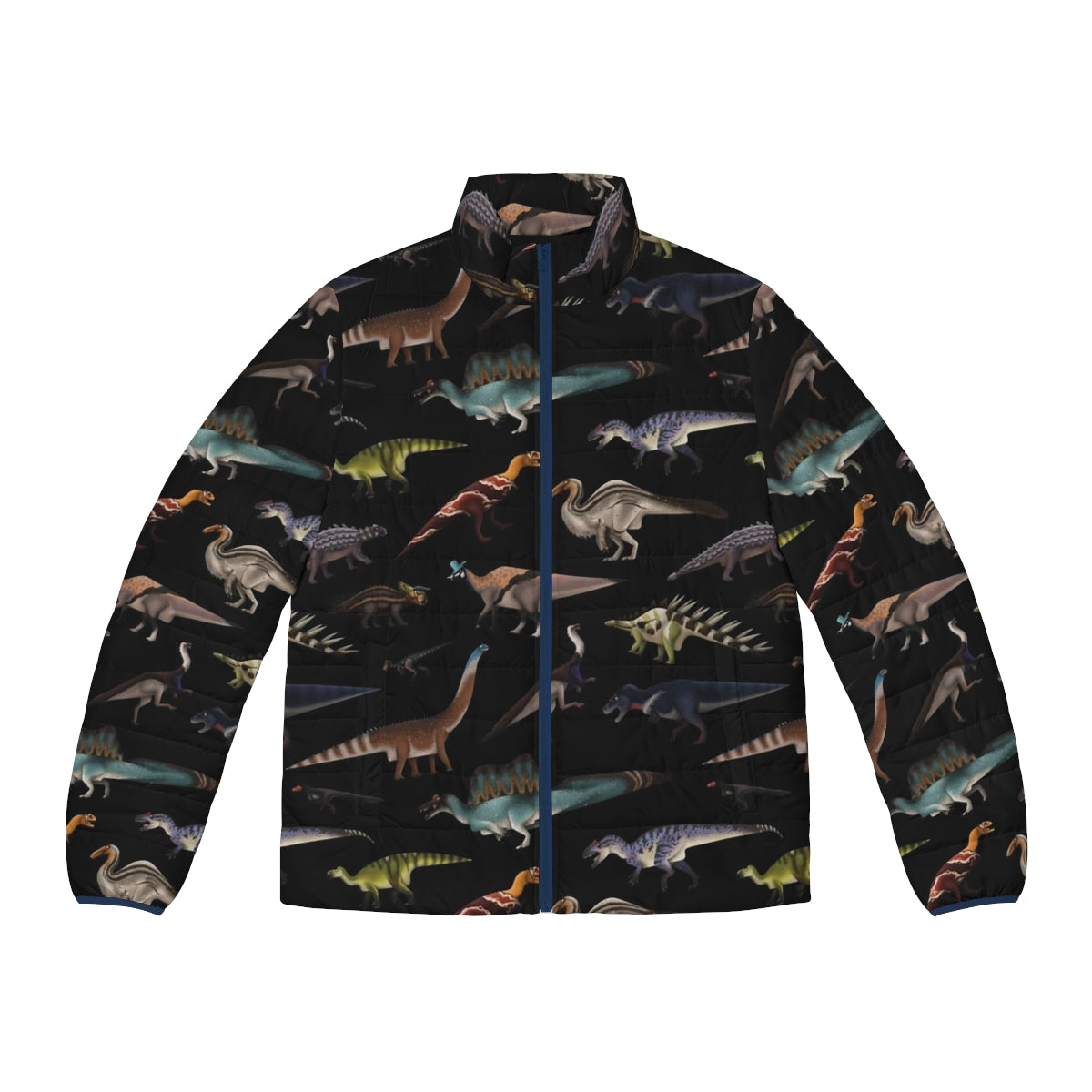 Dinosaur puffer jacket with tyrannosaurus rex graphic