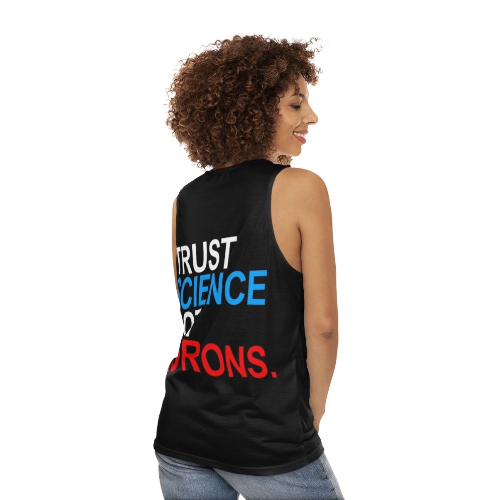 Patriotic anti-trump tank top with trust science message - women back