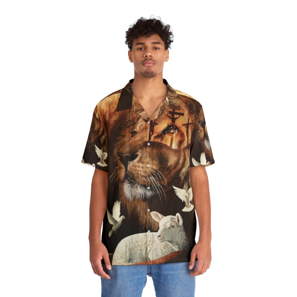 Lion of Judah and Lamb of God Hawaiian Shirt - People Front