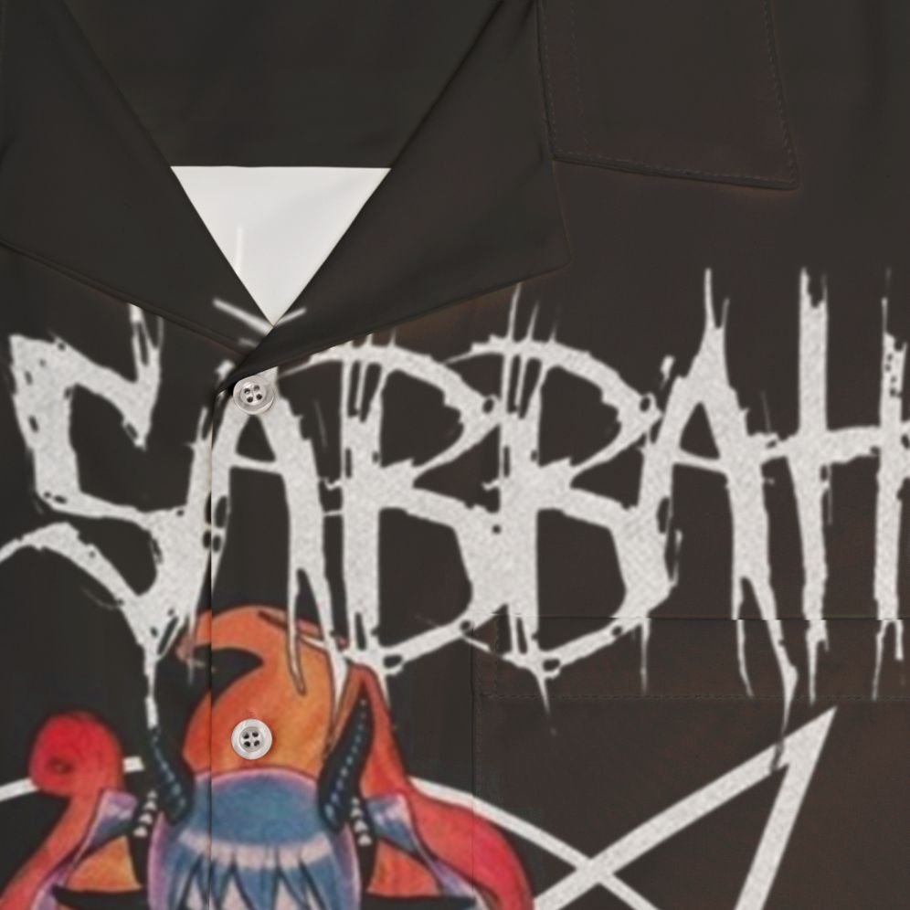 Miku Sabbath Hawaiian Shirt with Metal Music and Occult Symbols - Detail