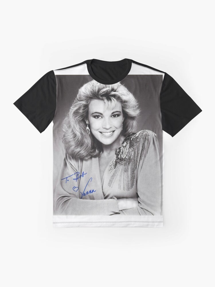 Vanna White Autographed Black and White Photo Graphic T-Shirt - Flat lay