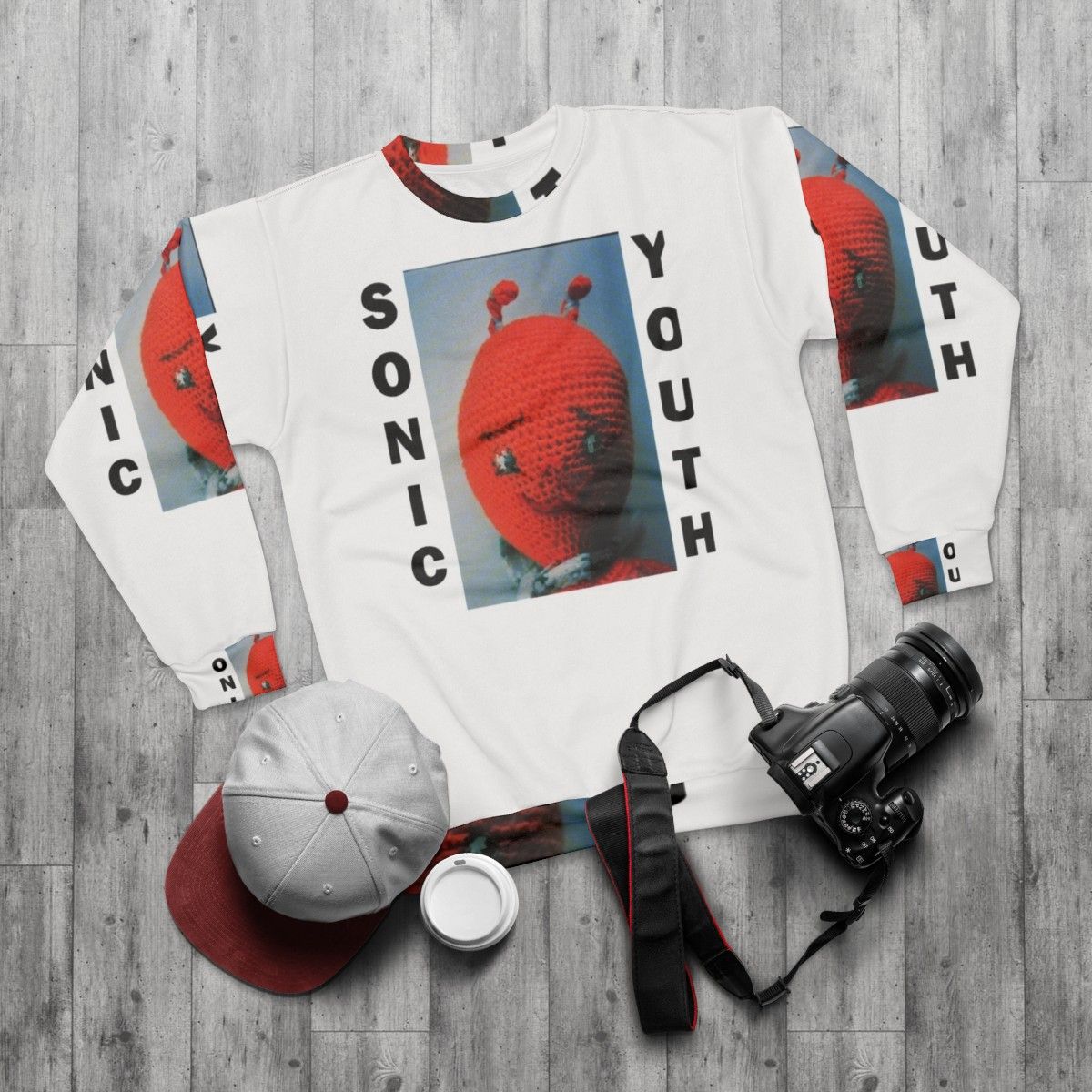 Punk Rock Youth Sweatshirt featuring grunge aesthetic and music inspiration - flat lay