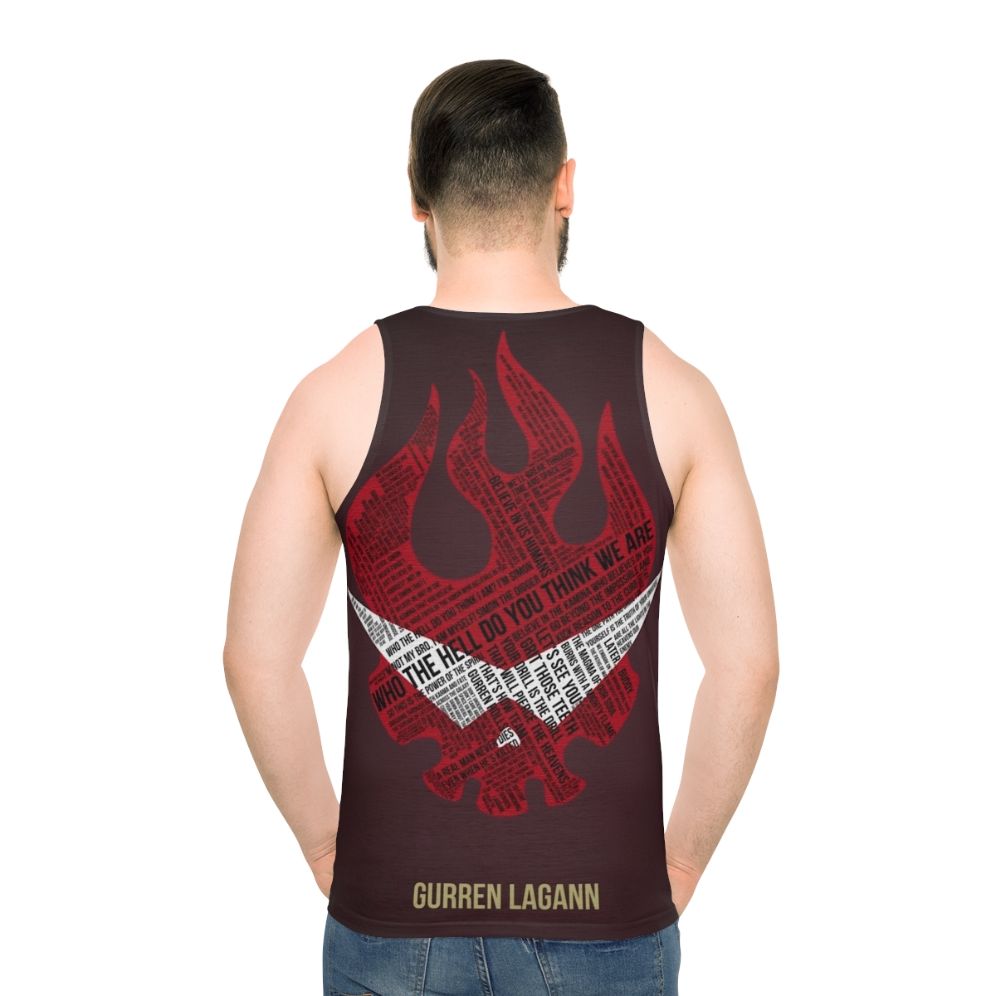 Gurren Lagann Typographic Unisex Tank Top - men back