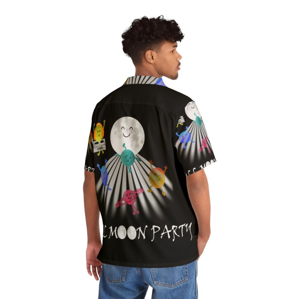 full moon party space hawaiian shirt with planets and galaxy design - People Back