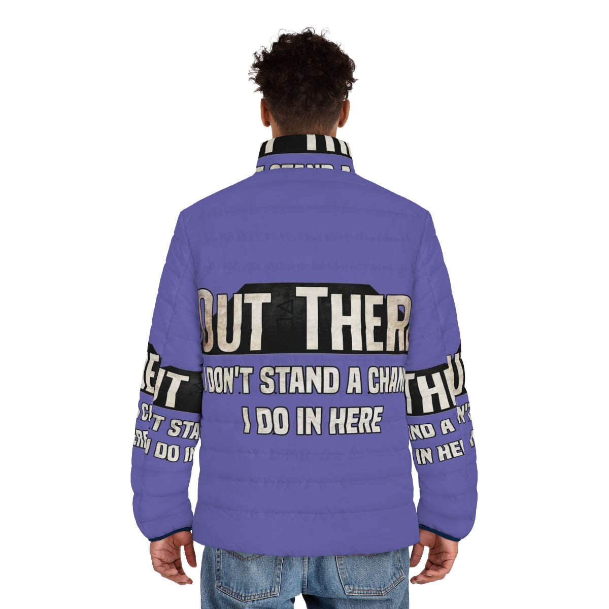 Squid Game Quotes Puffer Jacket - Officially Licensed Netflix Apparel - men back