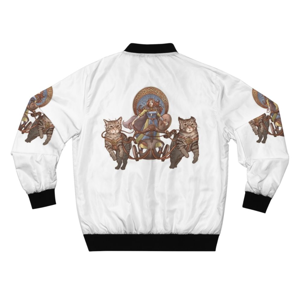 Freya Nordic Goddess Cats Bomber Jacket - Back