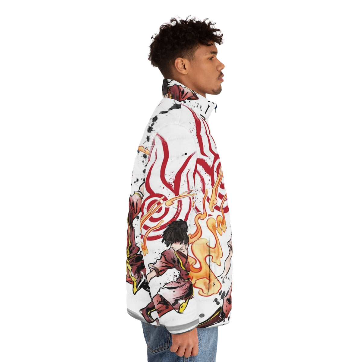 Avatar: The Last Airbender inspired puffer jacket with fire nation design - men side right