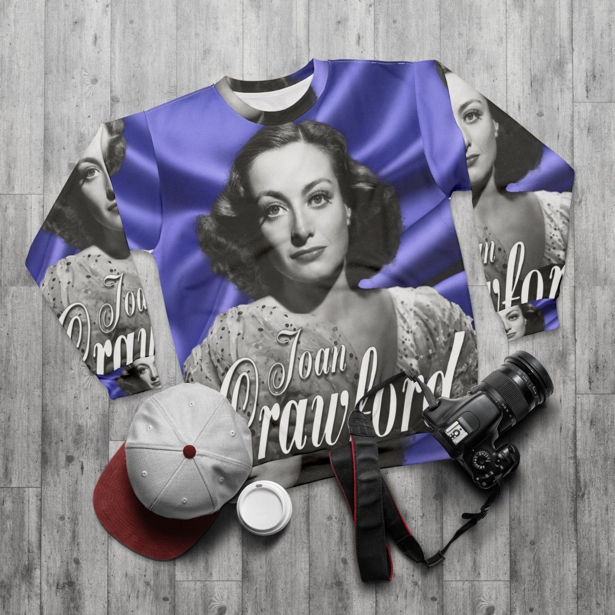 Vintage Joan Crawford Purple Sweatshirt - flat lay