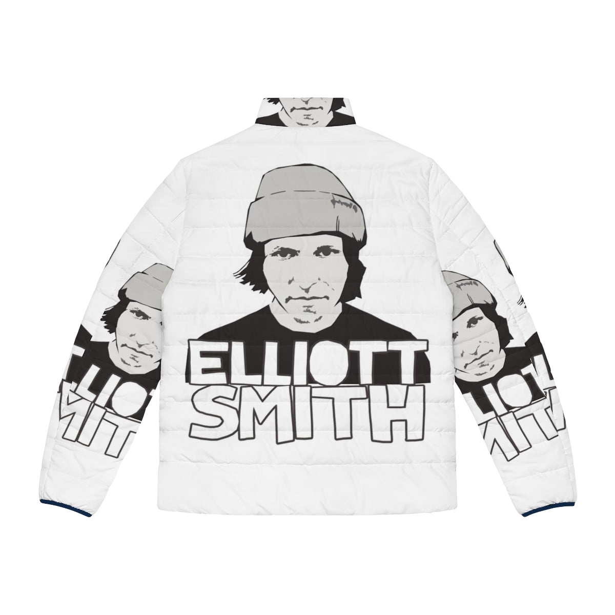 Elliott Smith Puffer Jacket featuring the iconic singer-songwriter's name and image - Back