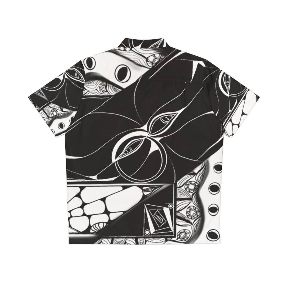 Hidden music Hawaiian shirt with monochrome musical notes and zen-inspired artwork - Back