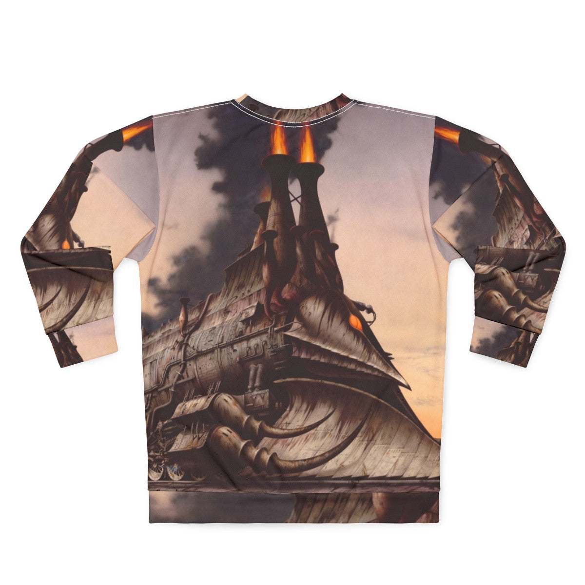 The Heavy Metal Hero Sweatshirt featuring fantasy art, locomotive, and steam punk design - Back