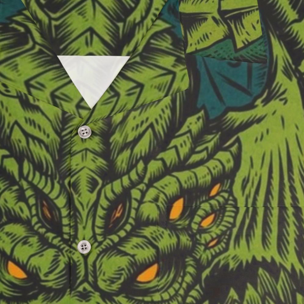 Cthulhu-inspired Hawaiian shirt featuring the Sleeper of R'lyeh - Detail