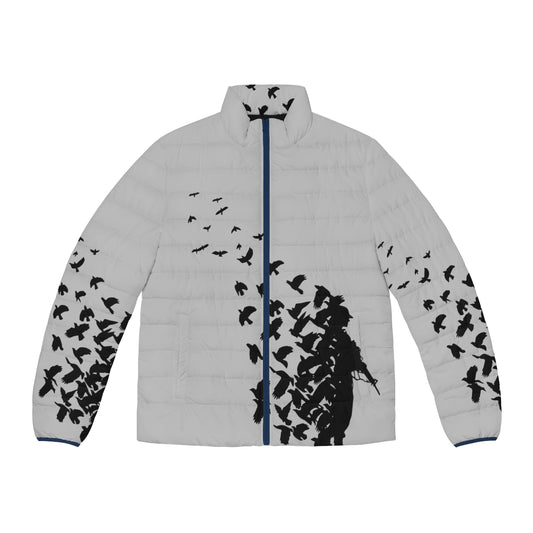 Banksy Birds Puffer Jacket with Graffiti-Inspired Art Design