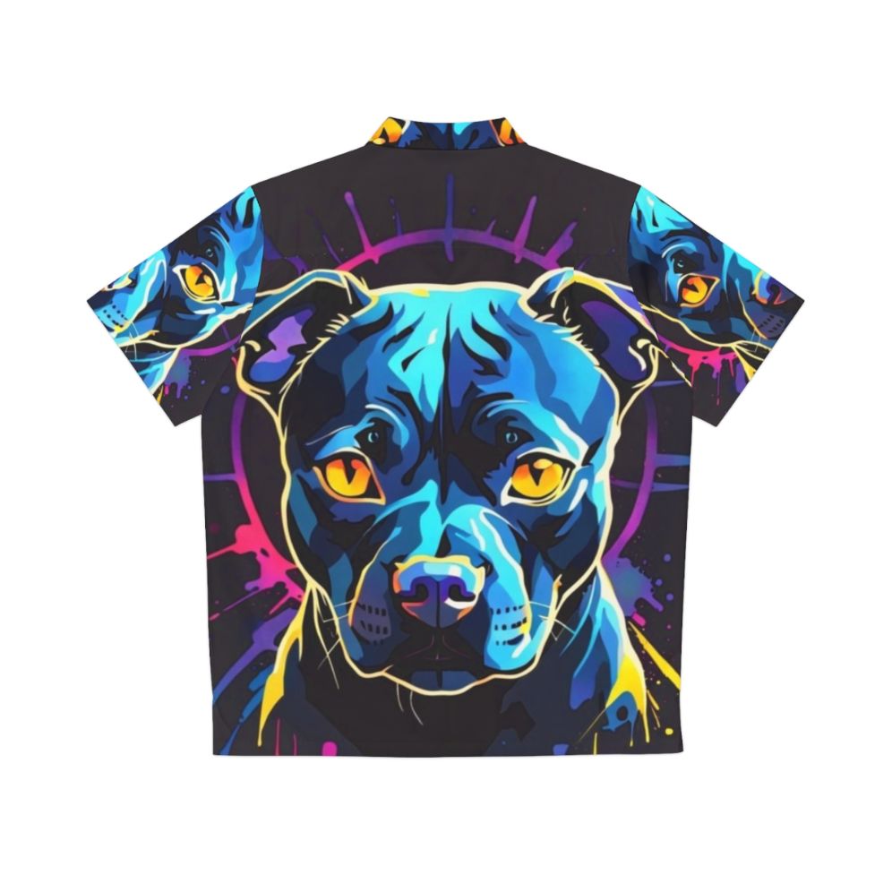 Neon Pitbull Dog Hawaiian Shirt - Back