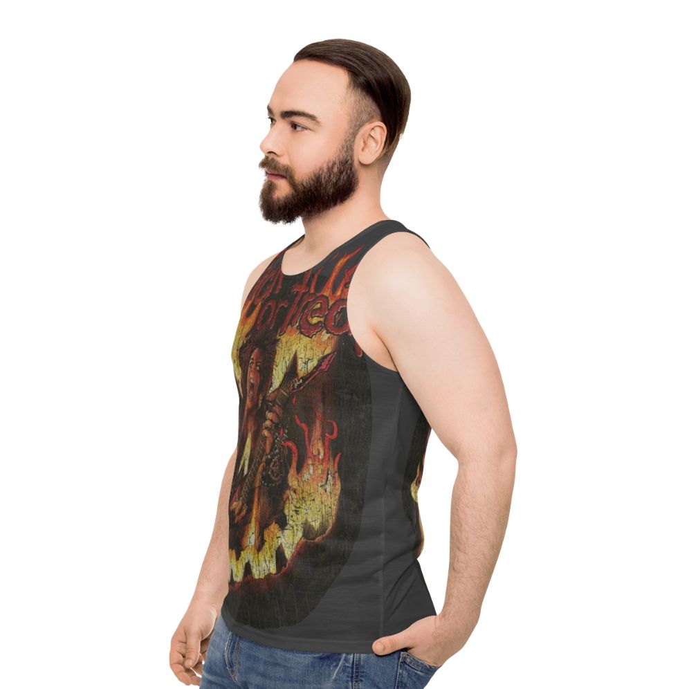 Heavy metal tank top with horror movie and 80s design - men side