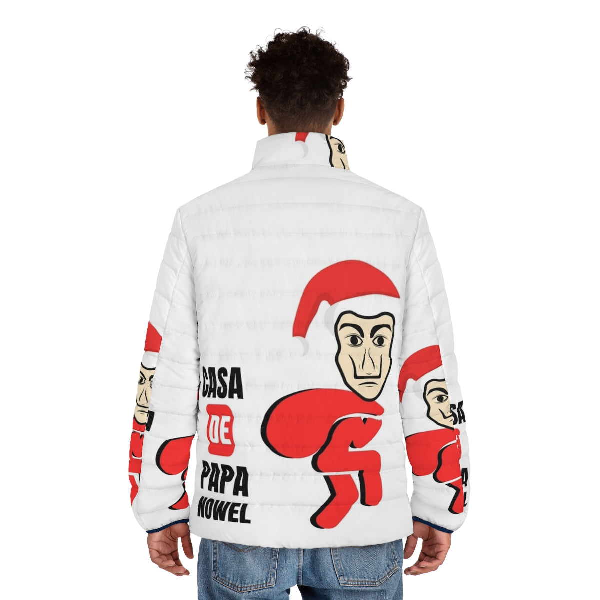 Casa de Papel Money Heist Puffer Jacket with iconic character designs - men back