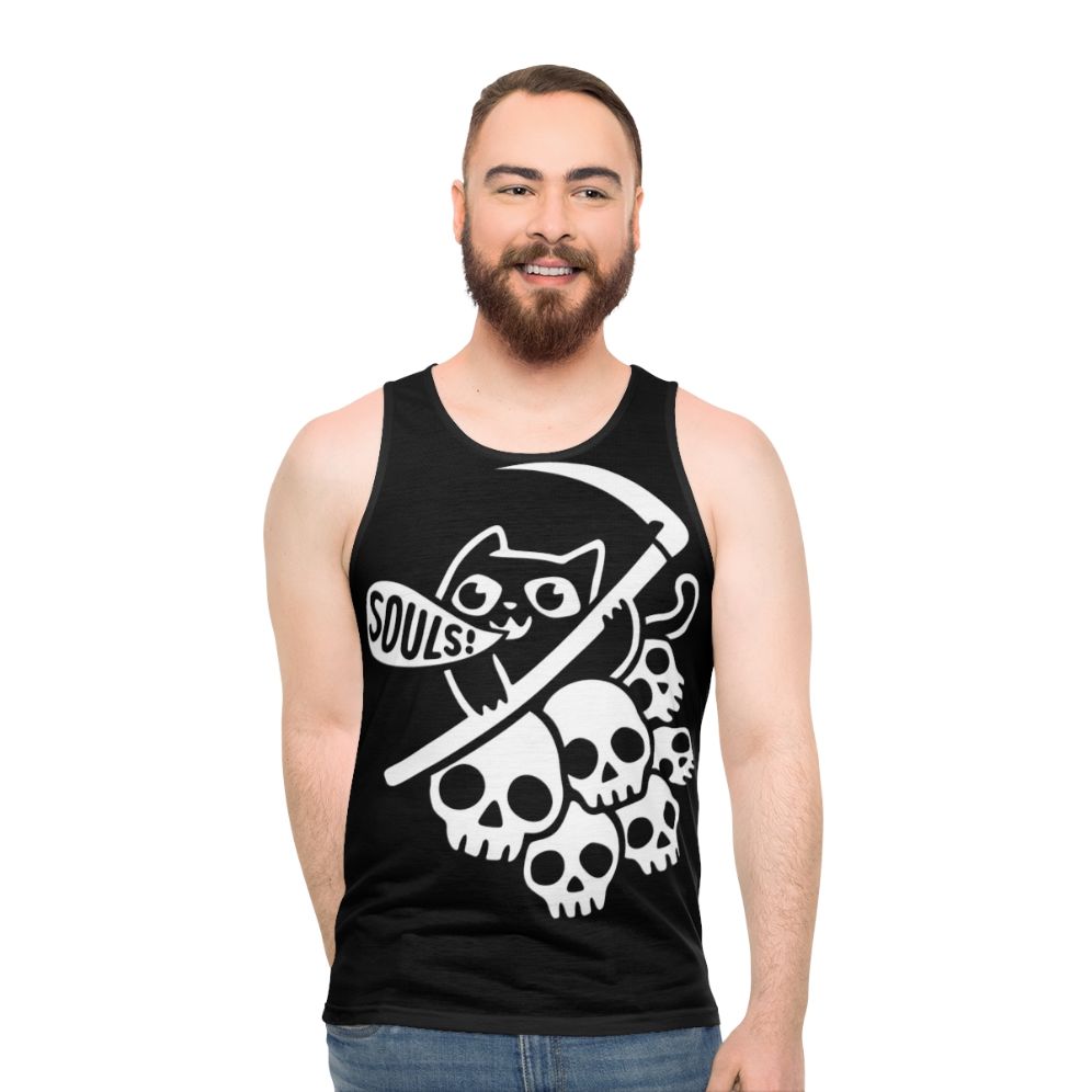 Grim Reaper Cat Unisex Tank Top - men