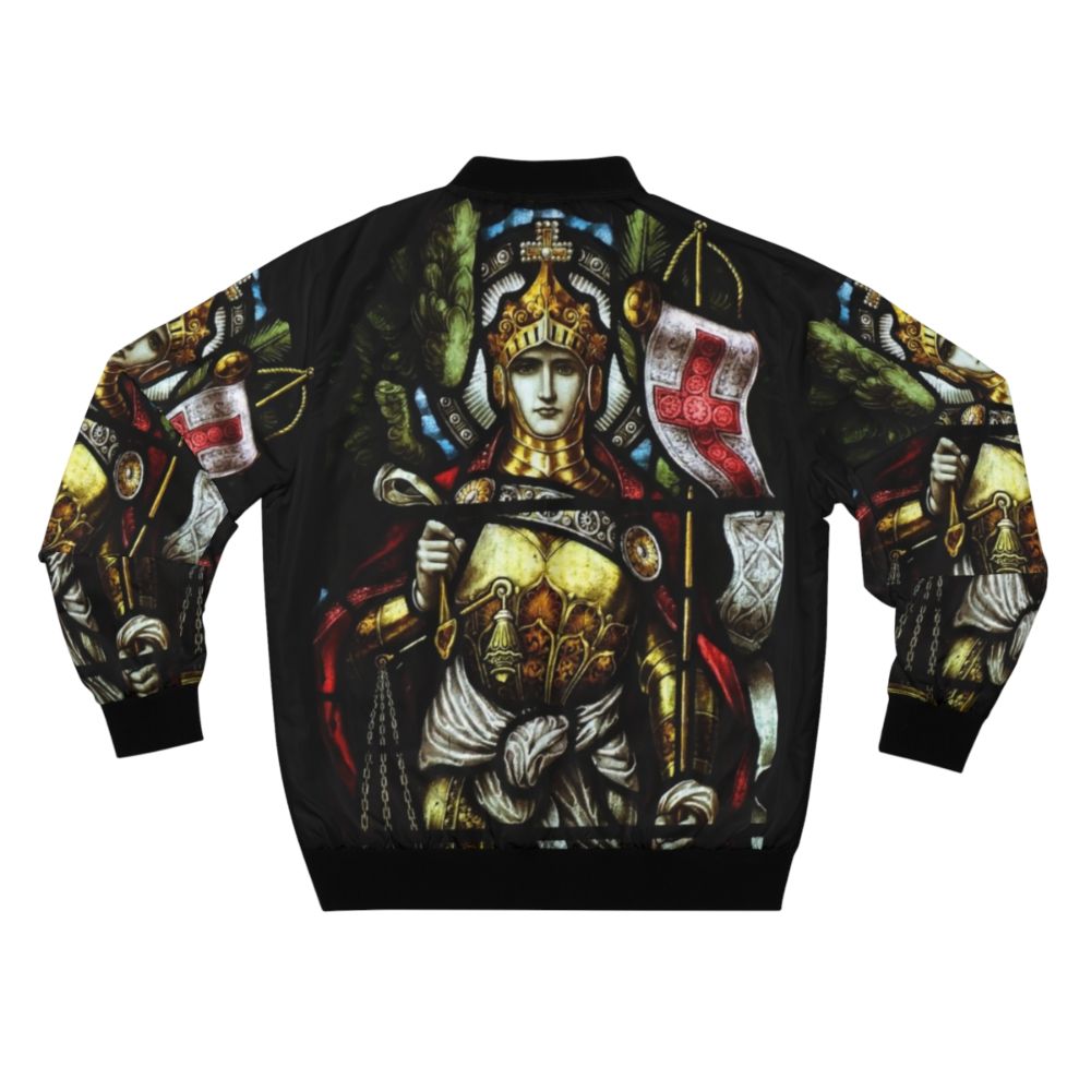 Archangel Michael Christian Cross Medieval Art Knight Bomber Jacket - Back