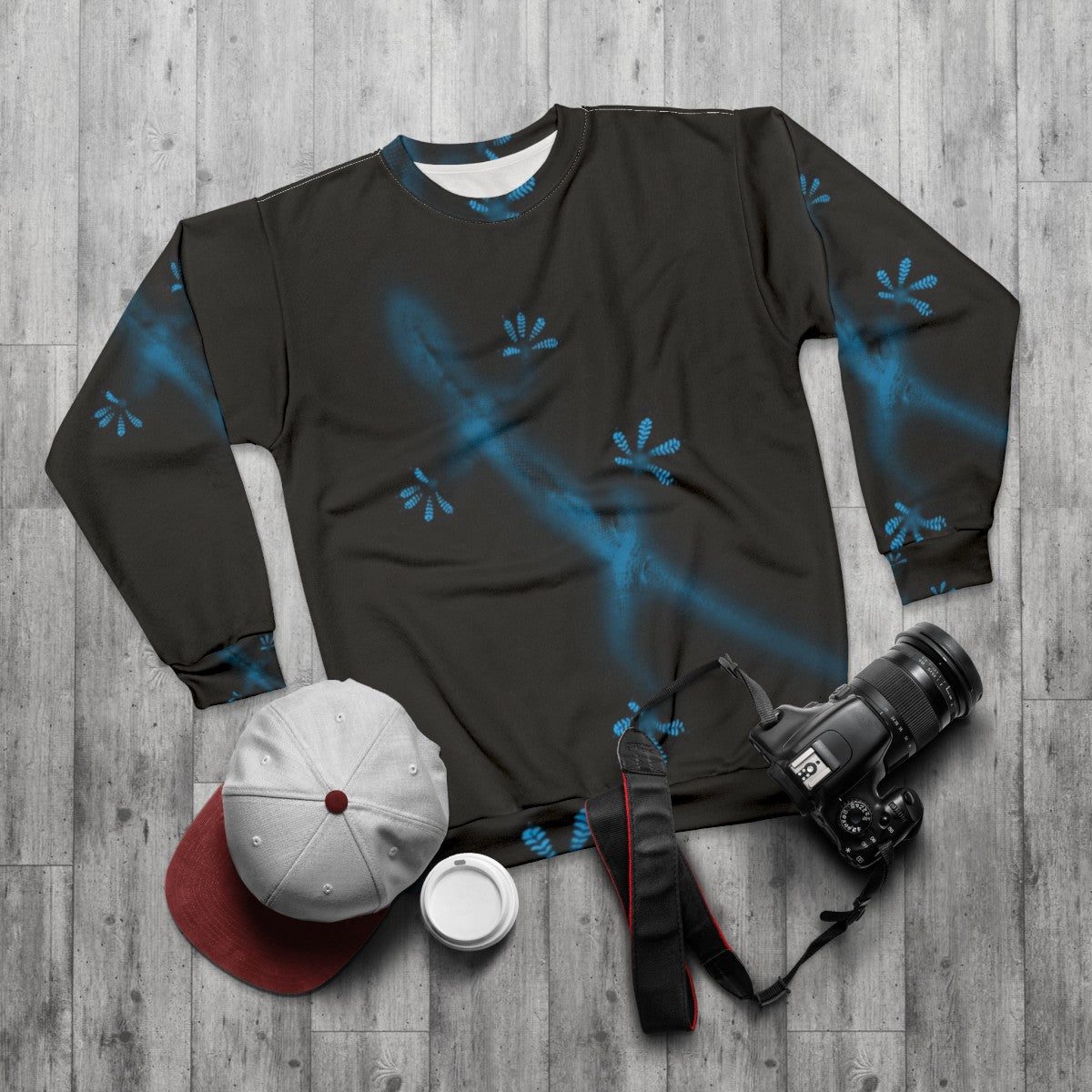 Minimalist blue gecko sweatshirt - flat lay