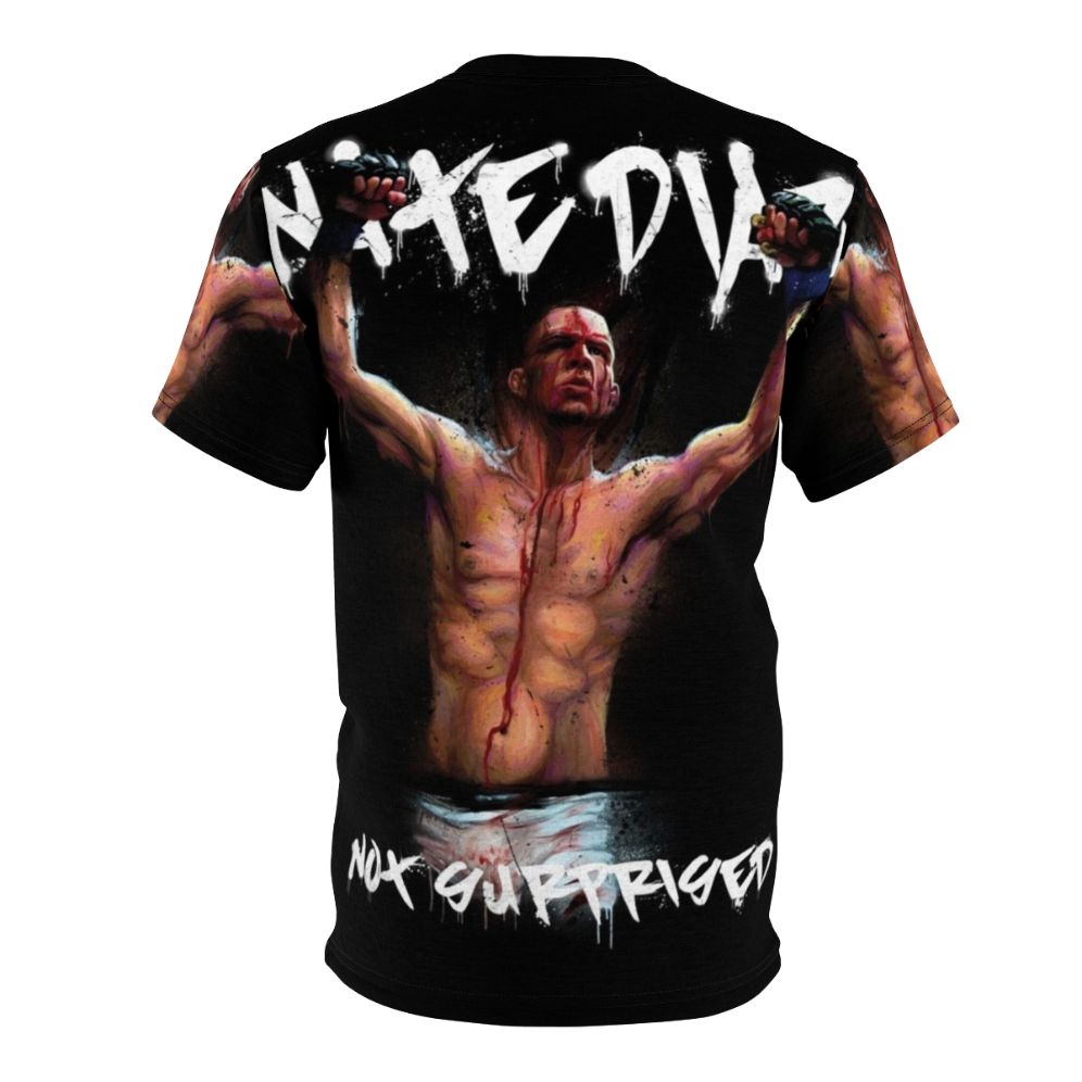 Nate Diaz inspired AOP t-shirt featuring the Diaz brothers and combat sports imagery - Back