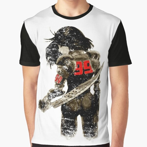 Battle Angel Alita manga-inspired graphic distressed t-shirt